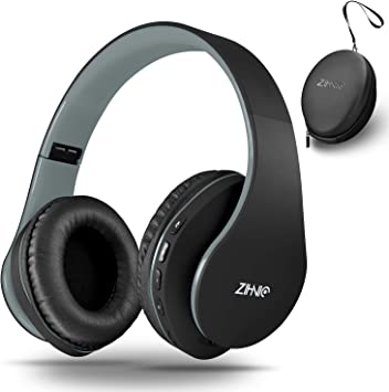 Photo 1 of Bluetooth Headphones Over-Ear, Zihnic Foldable Wireless and Wired Stereo Headset Micro SD/TF, FM for Cell Phone,PC,Soft Earmuffs &Light Weight for Prolonged Wearing(Black/Gray)