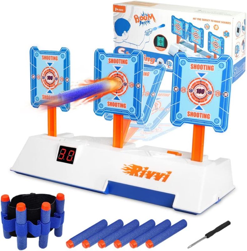 Photo 1 of Rivvi Compatible for Nerf-Targets-for-Shooting for Kids, Auto Reset Digital Target Accessories Compatible for Nerf-Guns-for-Boys Rival Zombie Strike Modulus Sniper Mega Elite as Christmas Toys Gifts 