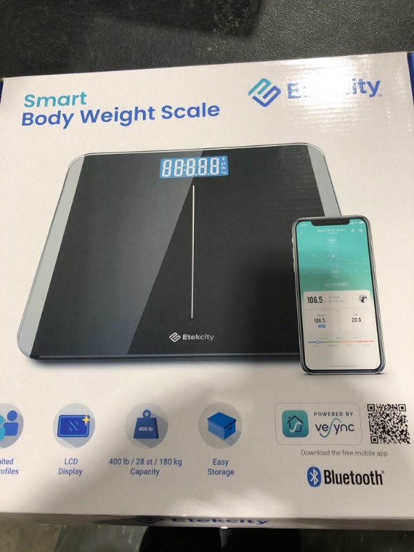 Photo 3 of Etekcity Scales for Body Weight BMI Scale, Bluetooth Smart Digital Scale, Rounded Corner Design, Upgraded Version of Etekcity eb9380h Black Smart BMI