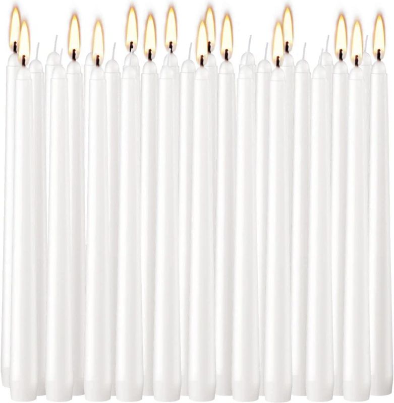 Photo 1 of 10 Inch Taper Candles, 30 Pack Tall Unscented Dripless Candles with Cotton Wicks Perfect for Dinner, Party, Wedding or Farmhouse Decor, 7-9 Hour Burn Time- 7/8" Base 