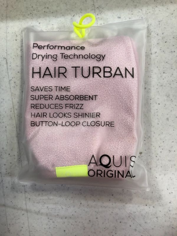 Photo 2 of Aquis - Original Hair Turban, Patented Perfect Hands-Free Microfiber Hair Drying, Soft Pink (10 X 26 Inches)