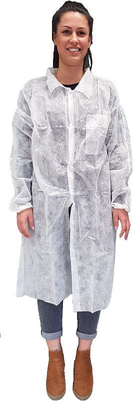 Photo 1 of Disposable Non-Woven Coat/Gown/Apron/Coverall Pack of 10 (Large)
