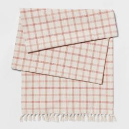 Photo 1 of 90" x 20" Cotton Plaid Table Runner - Threshold™

