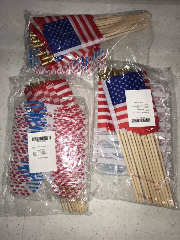 Photo 2 of 12 Small American Flags on Stick 4'' x 6'' & 6 Pcs 4th of July American Flag Glasses in Shutter Shades, Memorial Day Independence Day Patriotic Decorations 4th of July Party Favors Supplies 3 COUNT 