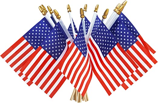 Photo 1 of 12 Small American Flags on Stick 4'' x 6'' & 6 Pcs 4th of July American Flag Glasses in Shutter Shades, Memorial Day Independence Day Patriotic Decorations 4th of July Party Favors Supplies 3 COUNT 