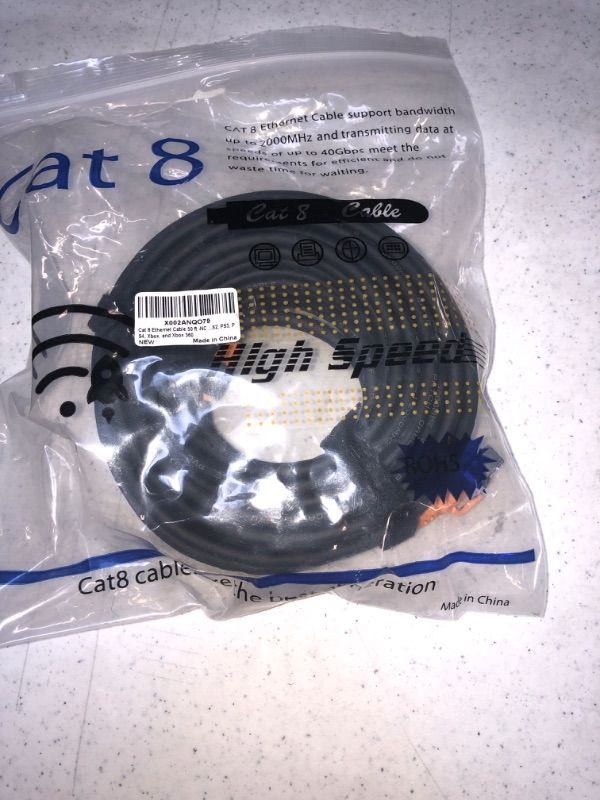 Photo 2 of Cat 8 Ethernet Cable 50 ft -NC XQIN Cat8 26AWG RJ45 Network Patch Cable 40Gpbs/2000Mhz LAN Wire Cable Cord Shielded for Modem, Router, PC, Mac, Laptop, PS2, PS3, PS4, Xbox, and Xbox 360