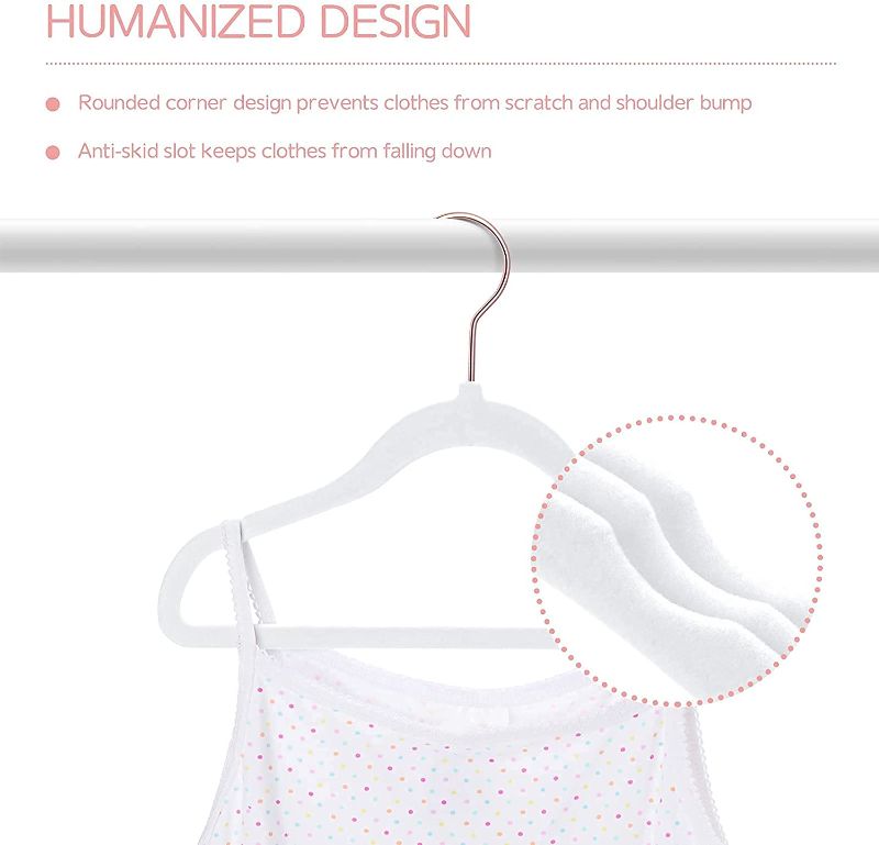 Photo 1 of COZYMOOD Baby Hangers for Closet 50 Pack, Non-Slip Velvet White Baby Hangers with 6 Pcs Closet Organizing Dividers, Ultra-Thin 11.4" Small Hangers for Kids Clothes Space Saving Infant & Toddler Hanger