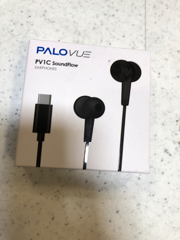 Photo 2 of PALOVUE USB Type C Headphones in Ear Earphones Earbuds with Mic and Volume Control Compatible with Google Pixel Samsung Oneplus Huawei Sony MacBook SoundFlow Black