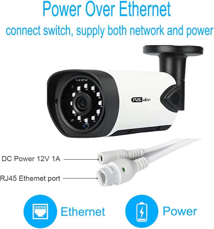 Photo 2 of 5MP POE IP Camera Outdoor, FUSWLAN 2K Wired Security Cameras, 2560x1920p Surveillance Camera with IP66 Waterproof, 2-Way Audio, Humanoid Detection, Night Vision, SD Card Storage, CamHi Remote Viewing