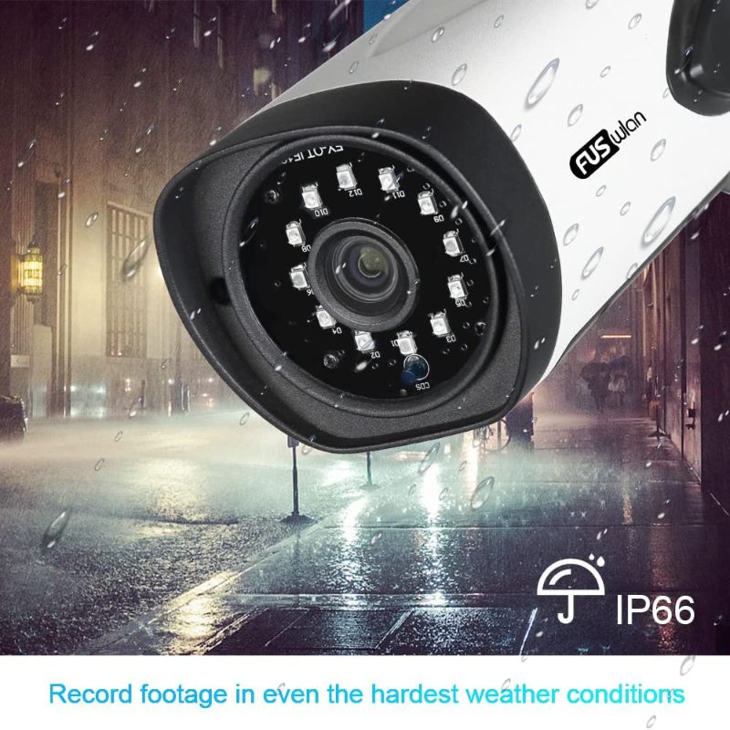 Photo 3 of 5MP POE IP Camera Outdoor, FUSWLAN 2K Wired Security Cameras, 2560x1920p Surveillance Camera with IP66 Waterproof, 2-Way Audio, Humanoid Detection, Night Vision, SD Card Storage, CamHi Remote Viewing