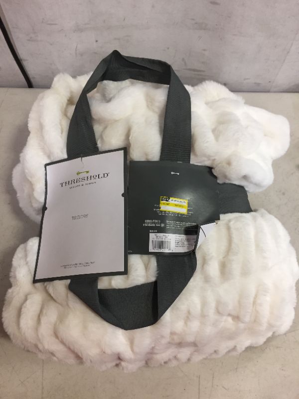 Photo 1 of 50"x60" Ruched Faux Rabbit Fur Throw Blanket - Threshold™