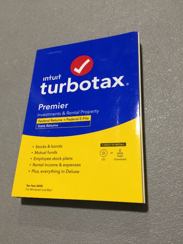 Photo 2 of [Old Version] TurboTax Premier 2020 Desktop Tax Software, Federal and State Returns + Federal E-file [PC/Mac Disc]
