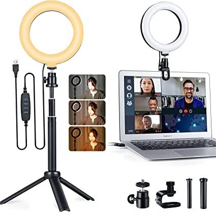 Photo 1 of Ring Light for Laptop Computer, 6" Zoom Light for Video Conferencing/Recording, USB Powered LED Desk Light Ring with Clamp Mount Clip and Adjustable Tripod Stand for Selfie/Live/Photography/Makeup
