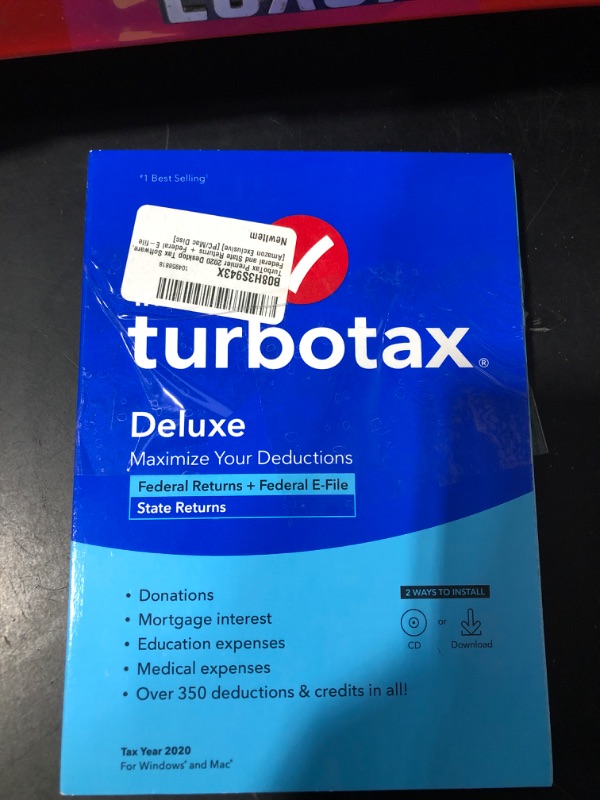 Photo 2 of [Old Version] TurboTax Deluxe 2020 Desktop Tax Software, Federal and State Returns + Federal E-file [Amazon Exclusive] [PC/Mac Disc]