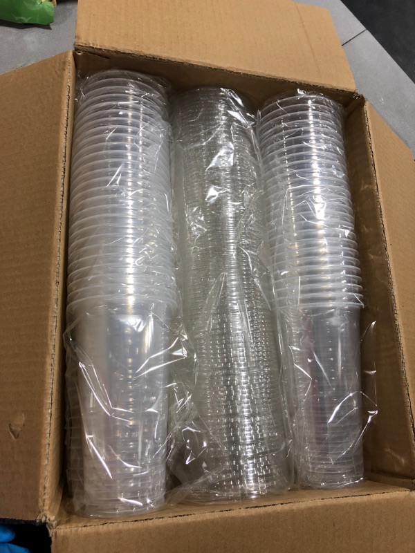 Photo 2 of [100 Sets - 20 oz.] Tankon Disposable Clear Plastic Cups With Lids and Straws 20oz. (Not Injection Cup, only Injection Lid.) 20 oz , plastic cups with lids Clear 100 Count (Pack of 1)