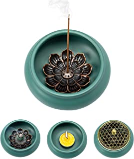 Photo 1 of -YioQio Incense Burner, Lotus Incense Holder for Stick or Coil Incense, Sage Cones ,Frank Incense and Palo Santo (Green)