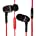 Photo 1 of Onyx Noise Cancelling in-Ear Wired Headphones with Mic, 3.5mm Plug Compatible with iPhones, iPads, Android Phones, Computers & Laptops (Red)