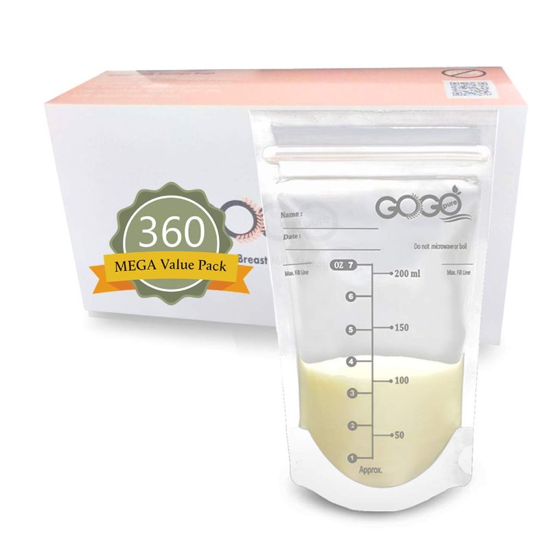 Photo 1 of 360 CT (6 Pack of 60 Bags) Best Value Pack Breastmilk Storage Bags - 7 OZ, Pre-Sterilized, BPA Free, Leak Proof Double Zipper Seal, Self Standing, for Refrigeration and Freezing (60 Count (Pack of 6))
