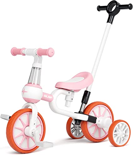 Photo 1 of GLAF Toddler Tricycle for 1-3 Years Olds Kids Trike Bike for Ages 2 Girls Boys 4 in 1 Toddlers Bike with Push Handle Removable Pedal and Adjustable Seat Height
