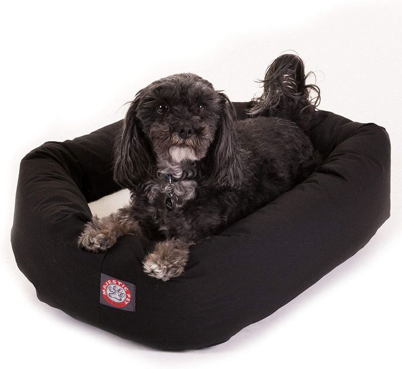 Photo 1 of 24 inch Black & Sherpa Bagel Dog Bed By Majestic Pet Products
