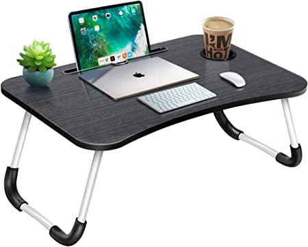 Photo 1 of Portable Foldable Laptop Table Tray Stand Laptop Bed Desk Lap Desk for Bed for Working Writing Reading Eating lapdesk on Low Sitting Floor (Black Wire)