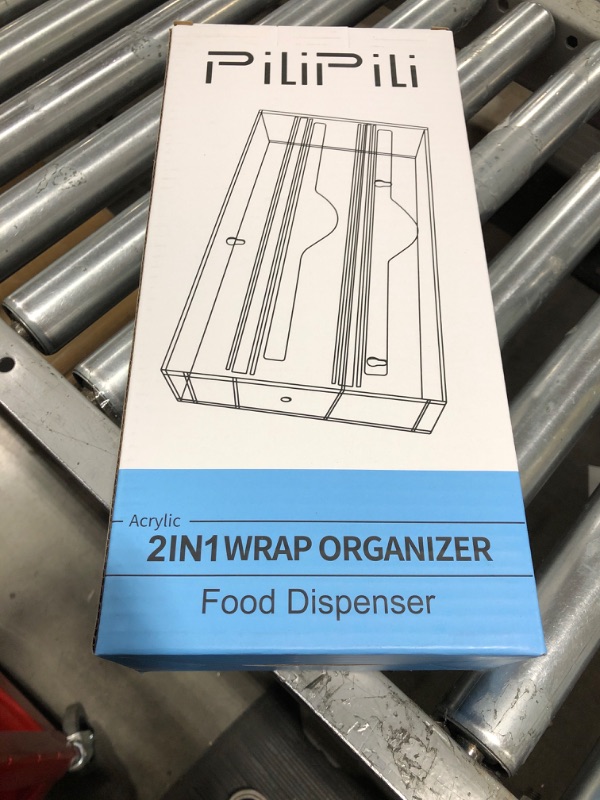 Photo 2 of 2 in 1 Foil and Plastic Wrap Organizer, Acrylic Wrap Dispenser with Cutter,Roll Organizer Holder, Aluminum foil Wax Paper Organizer and Storage for Drawer Fits 12" Rolls