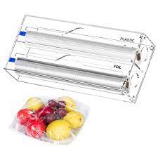 Photo 1 of 2 in 1 Foil and Plastic Wrap Organizer, Acrylic Wrap Dispenser with Cutter,Roll Organizer Holder, Aluminum foil Wax Paper Organizer and Storage for Drawer Fits 12" Rolls