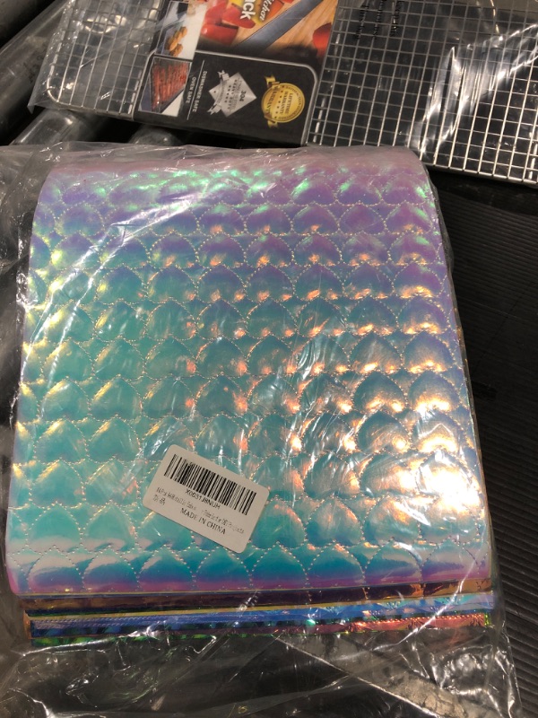 Photo 2 of 14 Pcs A4 Metallic Embossed Holographic Faux Leather Sheets Heart Shaped and Geometric Pattern Bump Texture Spunlace Backed Synthetic Leather Fabric for DIY Projects, 30cmx21cm