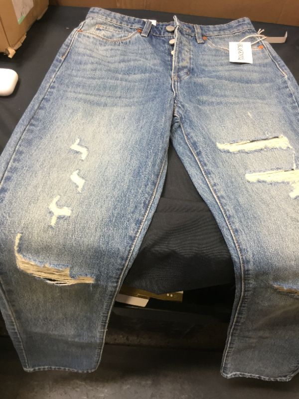 Photo 3 of [BLANKNYC] Womens Cooper Destroyed Slim Straight Leg Jeans 26 Tied Up--long 