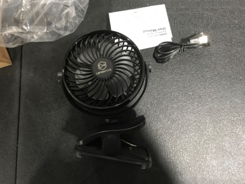 Photo 2 of AA Battery Operated Clip on Fan, Stroller Fans, USB Powered Portable Desk Fan 4 Speeds Personal Golf Cart, Quiet, Small Table Fan, Free Angle Adjustable,Wireless, for Camping Hurricane Office Bed