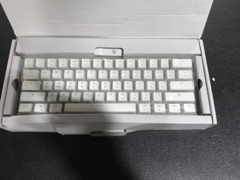 Photo 2 of GK GAMAKAY MK61 RGB Pudding Keyboard, 61 Keys Gateron Optical Switch PBT Pudding Keycaps, Hot Swappable Backlit Ultra-Compact Wired Gaming Keyboard for Windows Mac PC Gamers (Red Switch, White)
