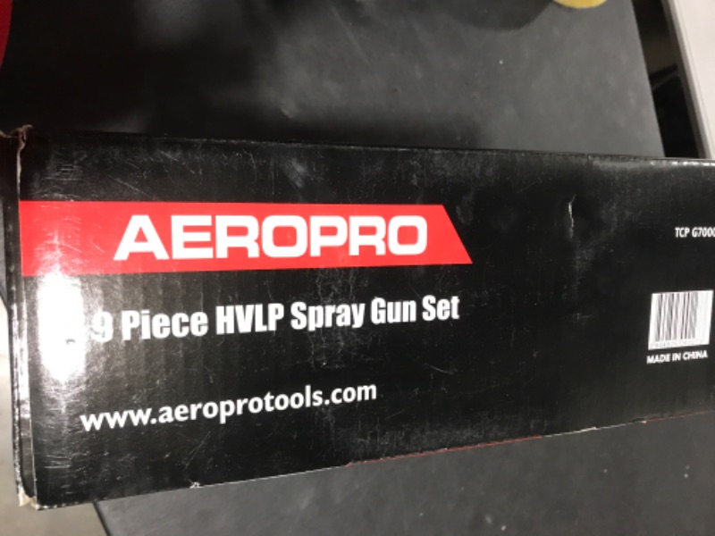 Photo 3 of  Global Complete Professional 9 Piece HVLP Spray Gun Set with 2 Full Size Spray Guns, 1 Detail Spray Gun, Inline Filter & Air Regulator USED
NO MODEL #
