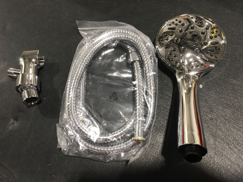 Photo 1 of  High Pressure Handheld Shower Head,9 Spray Modes Water Saving Shower Head with Handheld,4.7” Face Massage Handheld Shower Head with Hose(60 Inch),Bracket, Teflon Tape,Rubber Washer,Chrome/ UNKNOWN PARTS ARE MISSING
