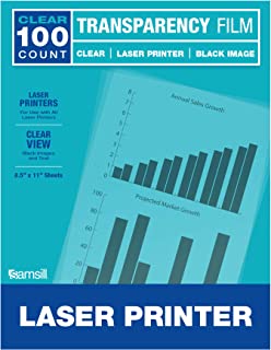 Photo 1 of Samsill Economy Transparent Printer Sheets, Projector Film, Clear Transparency Film for Laser Jet Printers, 8.5 x 11 Inch Sheets - Black Image Only, Box of 100 Sheets
