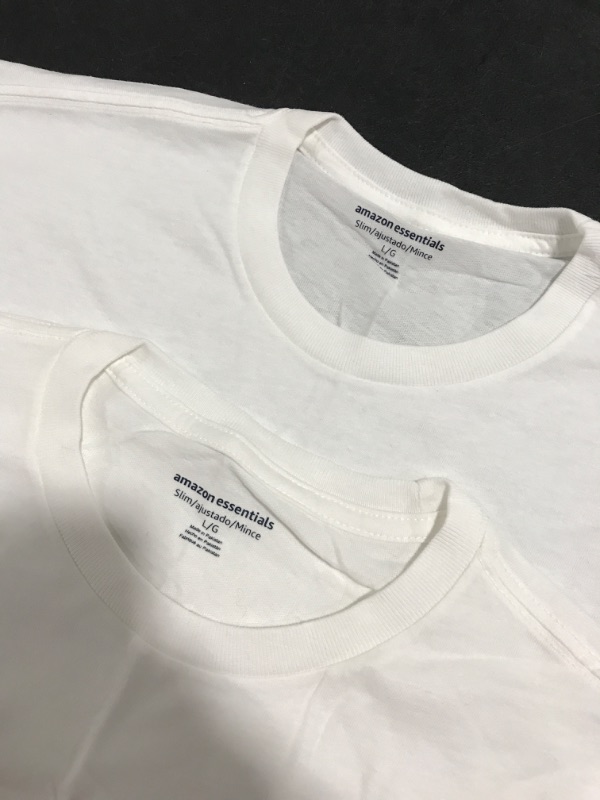 Photo 2 of AMAZON ESSENTIALS WHITE T-SHIRTS. SIZE LARGE. LOT OF 2. 