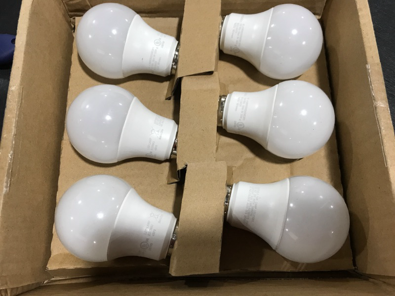 Photo 1 of  A19 LED Light Bulbs Dimmable, 60W Equivalent, 2700K Soft White, 9.5W 800 Lumens LED Bulbs, E26 Base Standard Light Bulbs, UL Listed, 6 Packs
