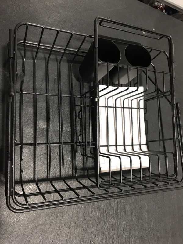 Photo 2 of 2-in-1 Dish Drying Rack in Sink with Detachable Plate Rack, Expandable Dish Drainer Over The Sink or on Kitchen Counter with Removable Utensil Holder, Kitchen Dish Dryer Rack for Inside Sink, Black