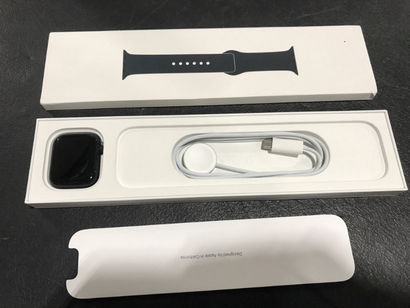 Photo 2 of Apple Watch Series 7 [GPS 45mm] Smart Watch w/ Midnight Aluminum Case with Midnight Sport Band. Fitness Tracker, Blood Oxygen & ECG Apps, Always-On Retina Display, Water Resistant GPS 45mm Midnight Aluminum Case with Midnight Sport Band
SERIAL# K6RN6GMWN6