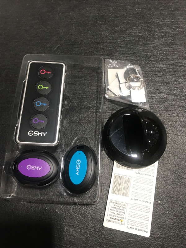 Photo 2 of Key Finder, Esky Wireless RF Item Locator, 1 Transmitter with 4 Receivers, Item Tracker with 131ft Working Range and Led Flashlight Function, Key RF Locator, Pet Tracker Wallet Tracker