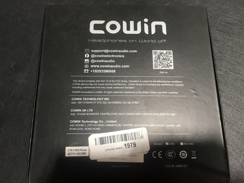 Photo 3 of COWIN E7 Active Noise Cancelling Headphones Bluetooth Headphones with Microphone Deep Bass Wireless Headphones Over Ear/ USED
 NO MODEL #