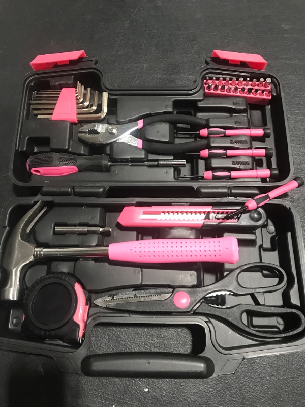 Photo 2 of 40-Piece All Purpose Household Pink Tool Kit for Girls