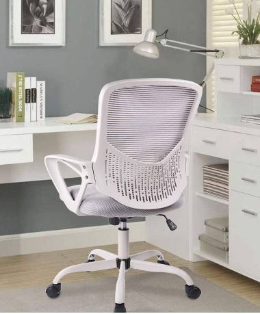 Photo 2 of Gray Office Task Desk Chair Swivel Home Comfort Chairs with Flip-up Arms and Adjustable Height
