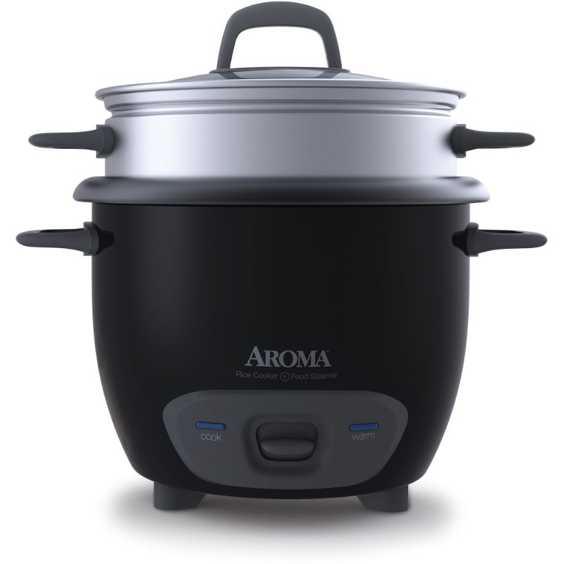 Photo 1 of AROMA ARC-743-1NGB 3-Cup (Uncooked)/6-Cup (Cooked) Pot-Style Rice Cooker and Food Steamer, Black
