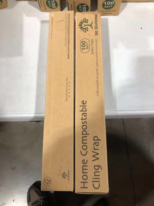Photo 2 of 2pk - Compostable Cling Wrap 11.8" x 100 ft, Extra Thick | New Design | Easy to Use with Slide Cutter Plastic Wrap for Food, Green BPA Free Food Wrap, US BPI and Compost Home Certified (11.8"x100FT) 
