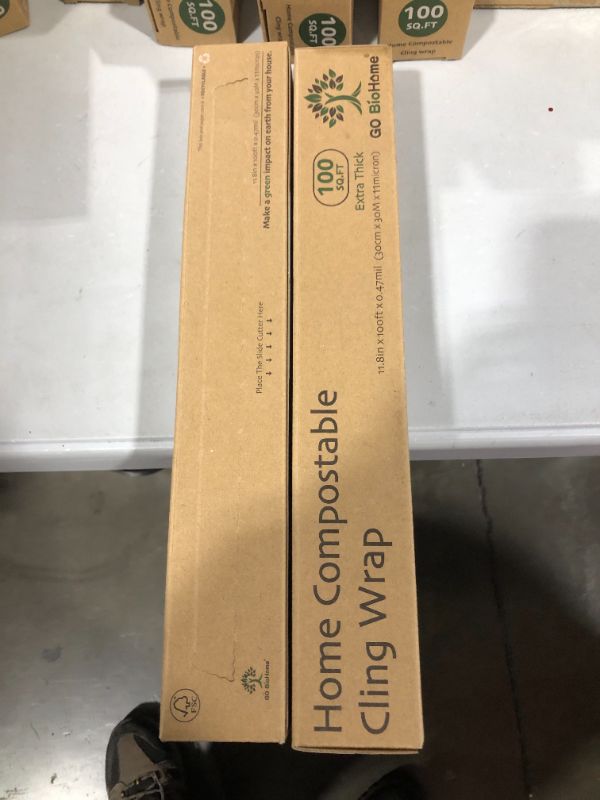 Photo 1 of 2pk - Compostable Cling Wrap 11.8" x 100 ft, Extra Thick | New Design | Easy to Use with Slide Cutter Plastic Wrap for Food, Green BPA Free Food Wrap, US BPI and Compost Home Certified (11.8"x100FT) 