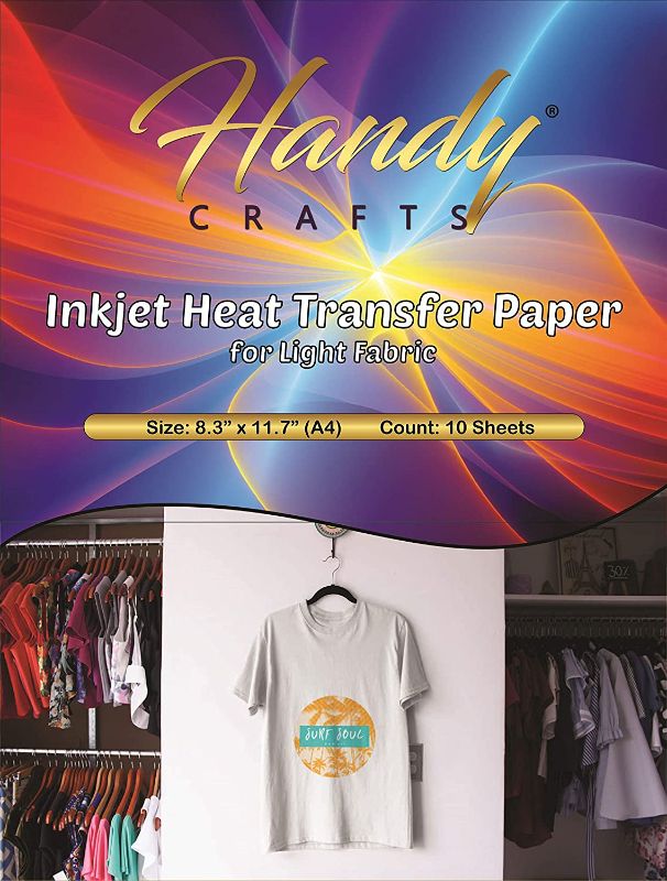 Photo 1 of 4pk - Handy Crafts Inkjet Heat Transfer Paper for Light Fabric, 8.3" x 11.7" (A4), 10 Sheets 