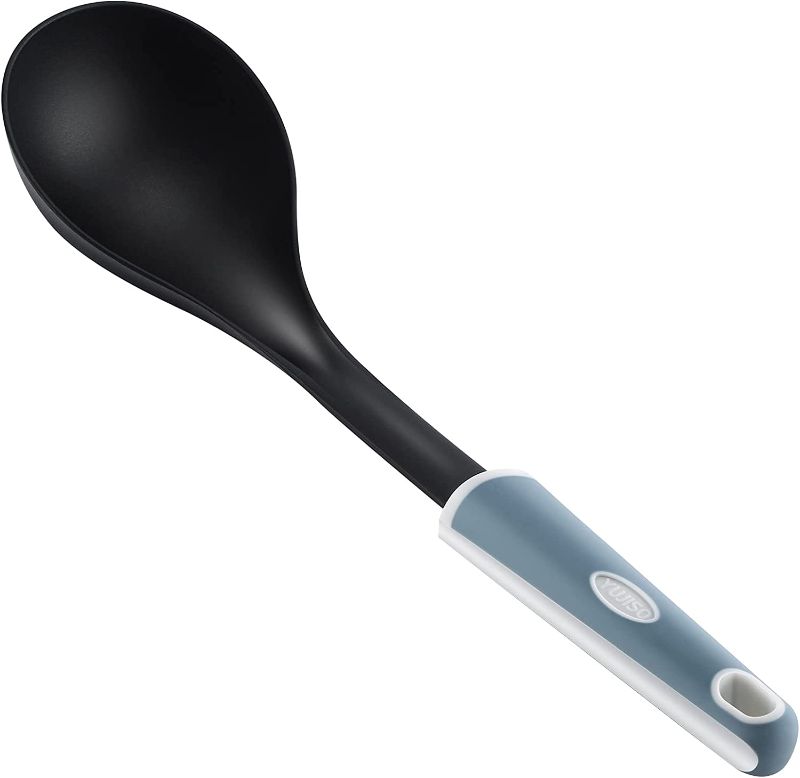 Photo 1 of ZAZZIO Silicone Spoons for Cooking Heat Resistant, Cooking Utensi Mixing Spoons for Kitchen Cooking Baking Stirring Mixing Tools (soup landle), Black 