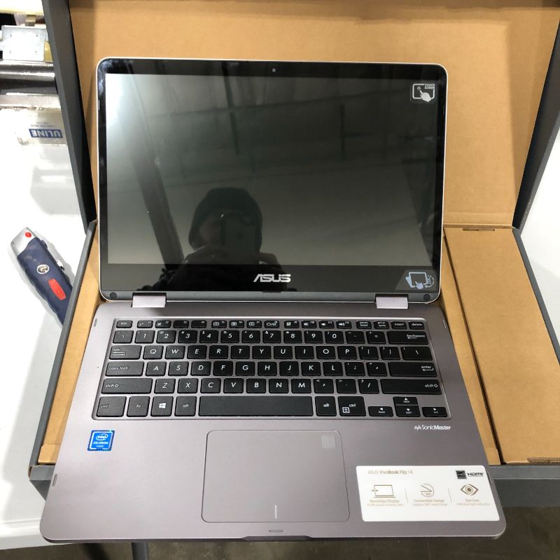 Photo 3 of ASUS VivoBook Flip 14 2-in-1 Convertible Laptop, 14" HD Touchscreen Display, Intel Pentium Silver N5030 CPU, 4GB DDR4 RAM, 128GB Storage, Windows 10 Home in S Mode, Grey, TP401MA-AH21T Intel N5030 | 128GB SSD