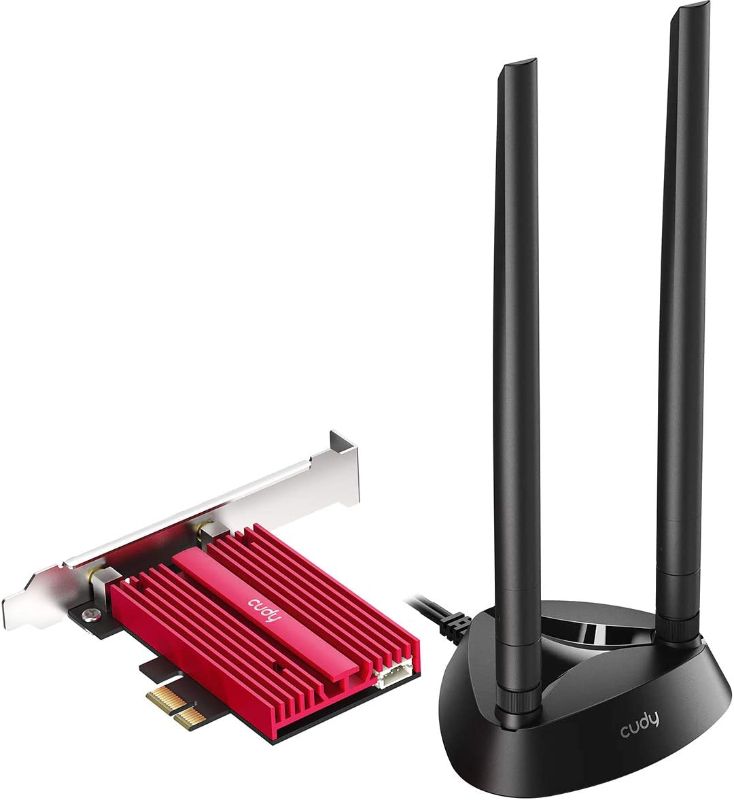 Photo 1 of Cudy New AX5400 WiFi 6E PCIe Card, Bluetooth 5.2 PCIe Adapter, AX210 Inside,Tri Band Wireless Adapter, Bluetooth 5.2, Low-Profile Bracket, WPA3, MU-MIMO, OFDMA, Heat Sink, Windows 11, 10, WE4000
