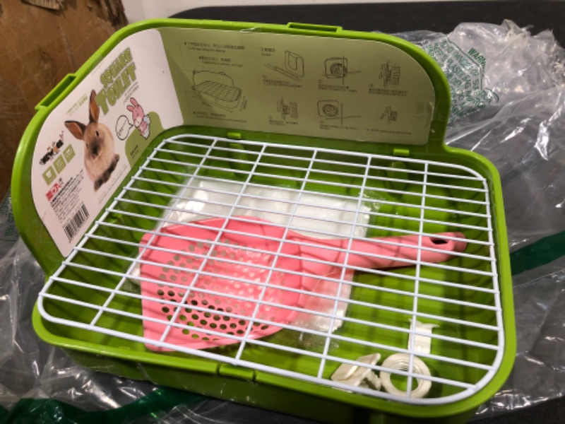 Photo 2 of Hamiledyi Rabbit Litter Box,Rabbit Toilet Potty Trainer Corner Litter Bedding Box for Small Animals Rabbits Bunny Guinea Pigs Chinchilla Ferret Green 